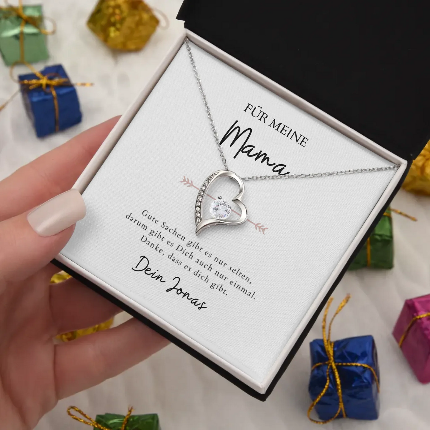Forever Love "Till mamma" - Halsband med hjärthänge och personligt kort