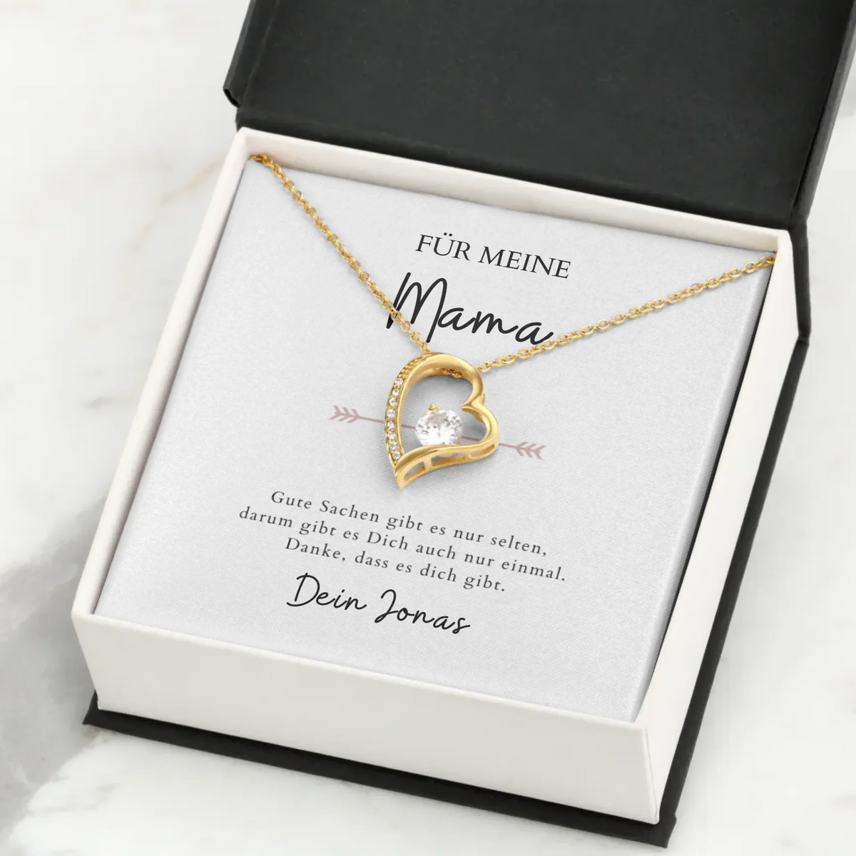 Forever Love "Till mamma" - Halsband med hjärthänge och personligt kort