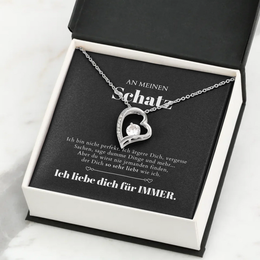 Till min älskling - Halsband med guldhjärtan och personligt presentkort