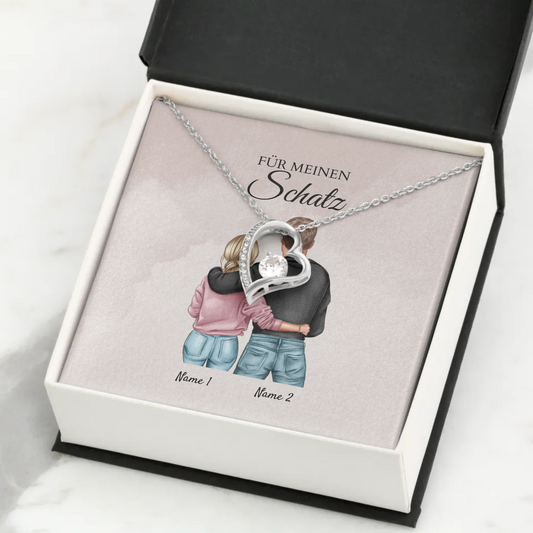 Forever Love "Bästa paret" - Halsband med hjärthänge och personligt kort