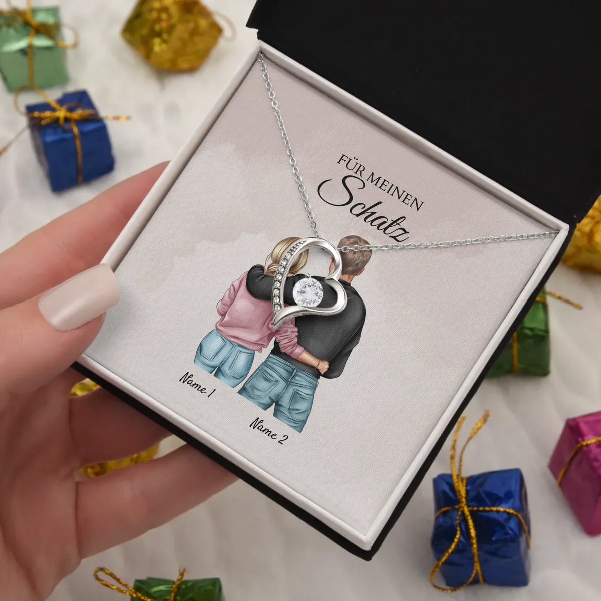 Forever Love "Bästa paret" - Halsband med hjärthänge och personligt kort