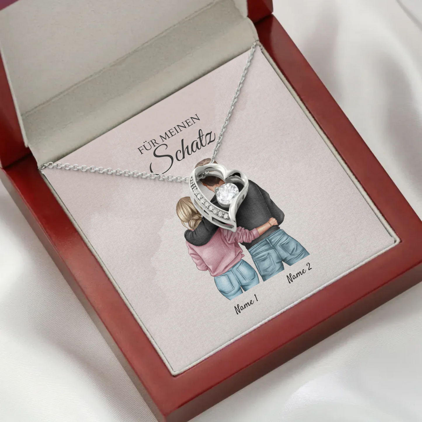 Forever Love "Bästa paret" - Halsband med hjärthänge och personligt kort