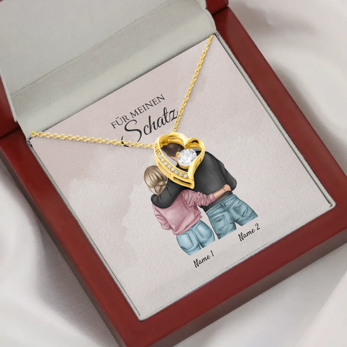 Forever Love "Bästa paret" - Halsband med hjärthänge och personligt kort