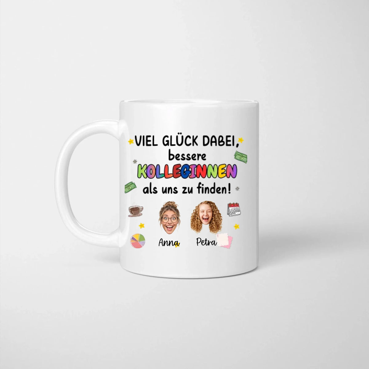 Witziges Abschiedsgeschenk Kolleginnen/Kollegen "Viel Glück" mit ausgeschnittenen Gesichtern (1-4 Personen)