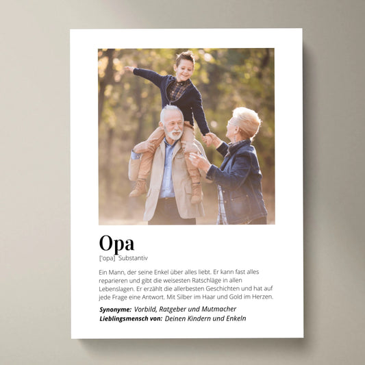 Fotoaffisch "Definition" - Personlig gåva "Morfar"