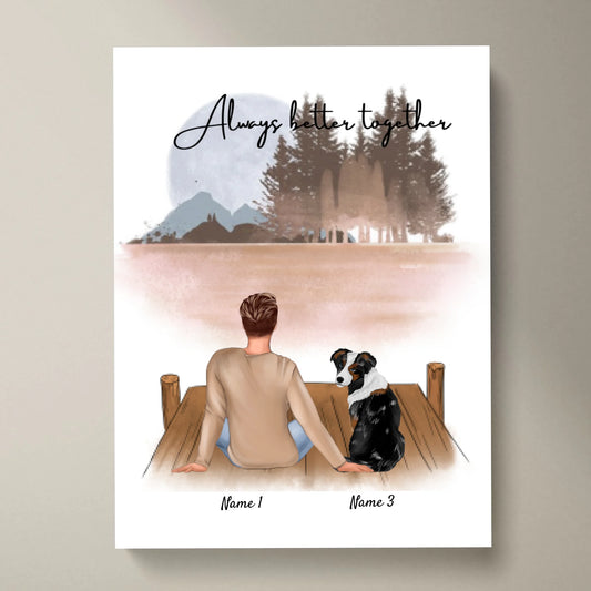 Master med husdjur - Personaliserad Poster (Man med hund eller katt)