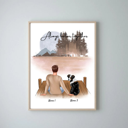Master med husdjur - Personaliserad Poster (Man med hund eller katt)