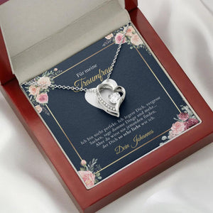 Forever Love "Drömkvinnan" - Halsband med guldhjärtan och personligt kort