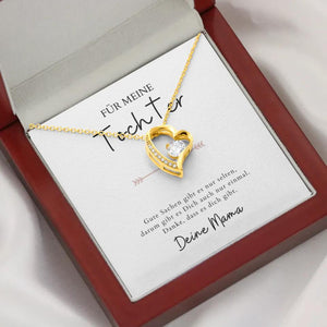 Forever Love "For min datter" - halskæde med hjertevedhæng &amp; personligt kort (datter-mor gave)