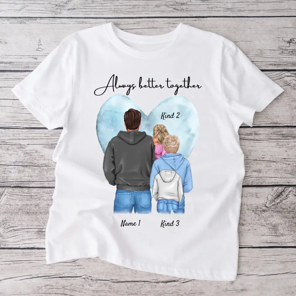 Bedste far, yndlingsperson - personlig T-shirt med far og børn/teenagere (100 % bomuld, unisex)