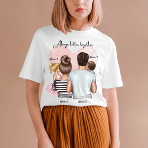 Famille heureuse - T-shirt personnalisé (föräldrar & 1-4 barn)