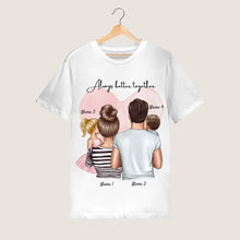 Ladda upp bild till gallerivisning, Famille heureuse - T-shirt personnalisé (föräldrar &amp; 1-4 barn)
