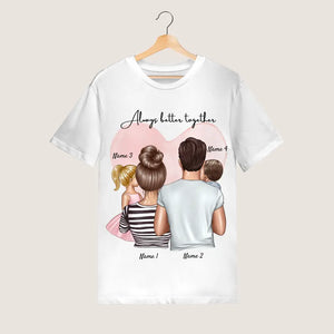 Famille heureuse - T-shirt personnalisé (föräldrar & 1-4 barn)