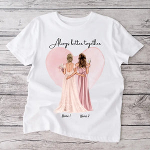 Brud med Maid of Honor/Brudepige - personlig T-shirt (100 % bomuld, unisex)