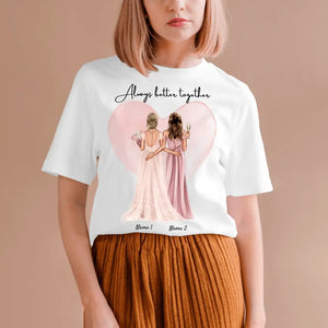 Bruden med hedersbrudtärna / brudtärna - Personaliserad T-Shirt (100 % Bomull, Unisex)