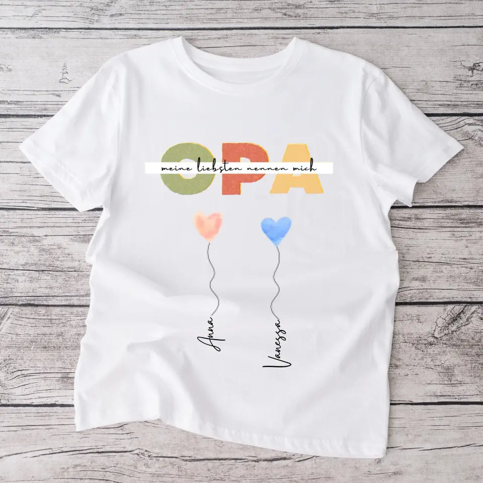 Meine Liebsten nennen mich OPA - Personalisiertes T-Shirt Großvater mit Enkeln (100% Baumwolle, Unisex)