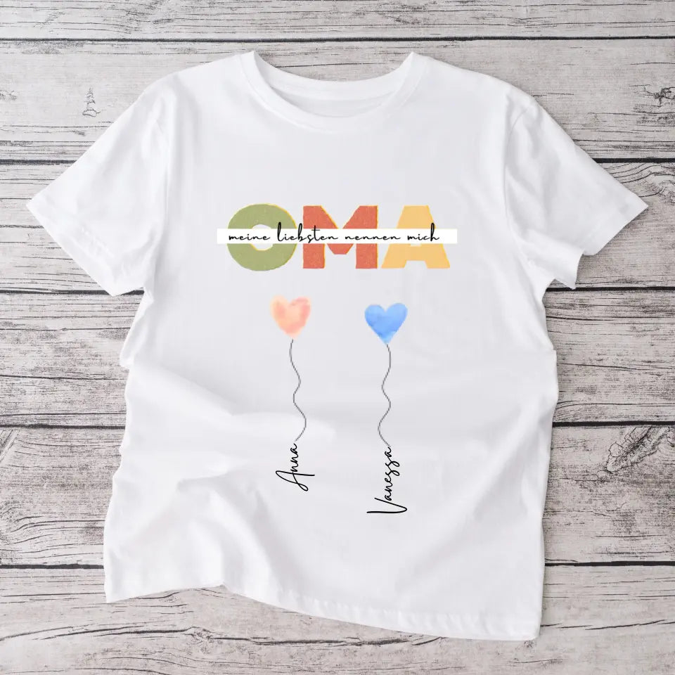 Mine kære kalder mig BEDSTEMOR - Personlig T-shirt bedstemor med børnebørn (100% bomuld, unisex)