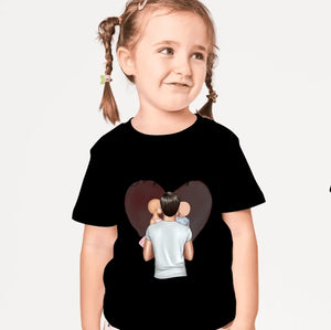 Barn med far - personlig T-shirt til børn (100 % bomuld, unisex) 