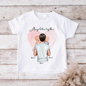 Barn med far - personlig T-shirt til børn (100 % bomuld, unisex) 