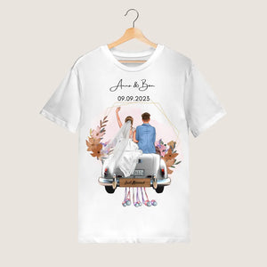 "Just Married" personlig bryllups-t-shirt - til nygifte, brud og brudgom, bryllupsgave