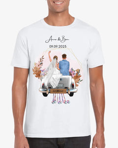 "Just Married" - T-shirt med tryck för bröllop - Till brudparet, bröllopspresent