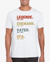 Indlæs billede til gallerivisning Til bedstefar - Legend Since - Personlig T-shirt til fædre og bedstefædre (100 % bomuld, unisex)
