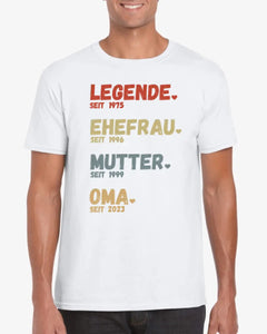 Til bedstemor - Legend Since - Personlig T-shirt til mødre og bedstemødre (100 % bomuld, unisex)