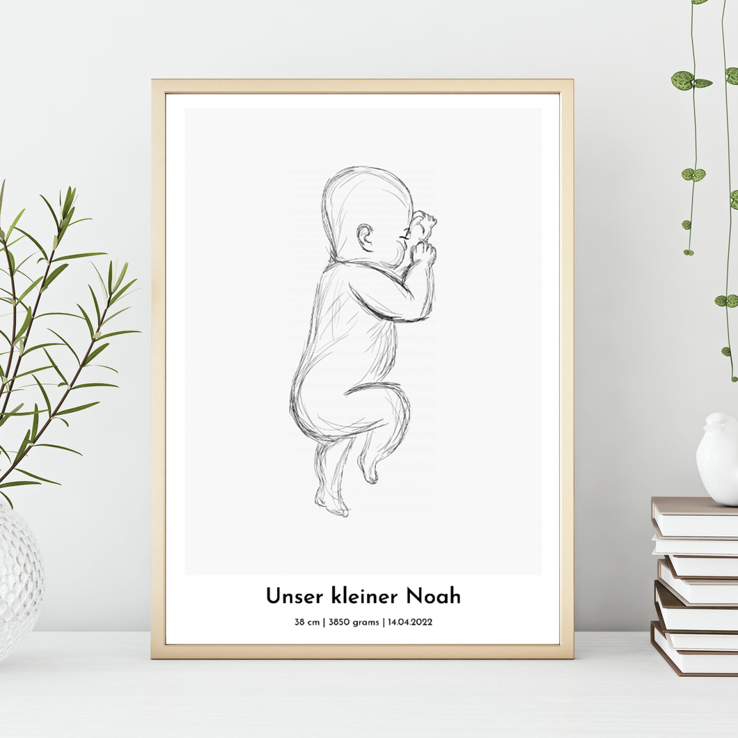 Baby födelse affisch individuellt - Personlig affisch i skala 1:1